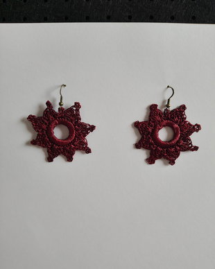 Cercei handmade croșetați - vişiniu elegant