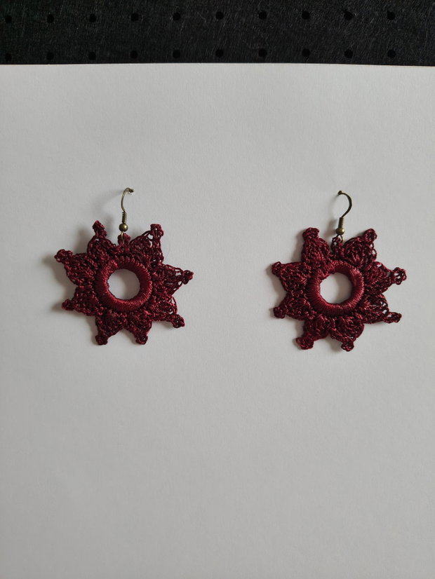 Cercei handmade croșetați - vişiniu elegant