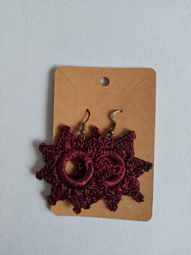 Cercei handmade croșetați - vişiniu elegant