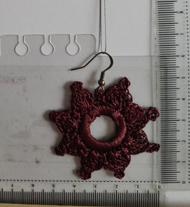 Cercei handmade croșetați - vişiniu elegant