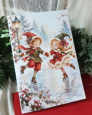 Felicitare de Crăciun cu detalii decorative realizate manual
