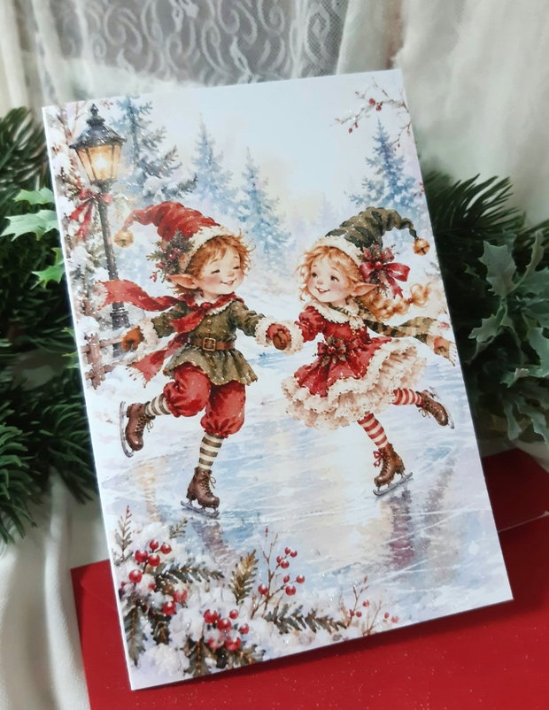 Felicitare de Crăciun cu detalii decorative realizate manual