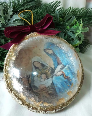 Glob de Crăciun decorat manual - Nașterea Domnului