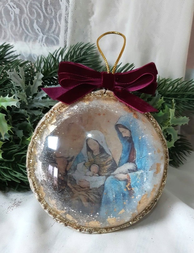 Glob de Crăciun decorat manual - Nașterea Domnului