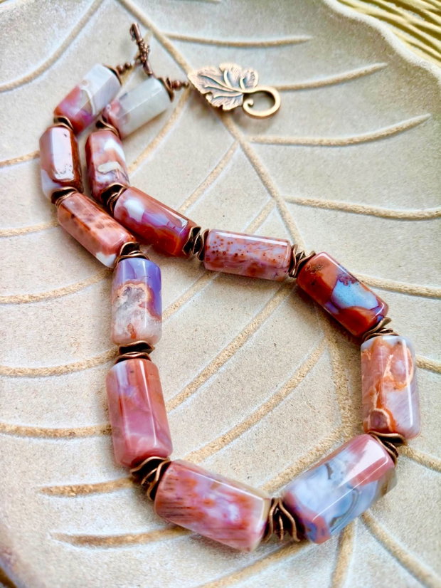 Set Colier și cercei vintage Mystic calcedonie