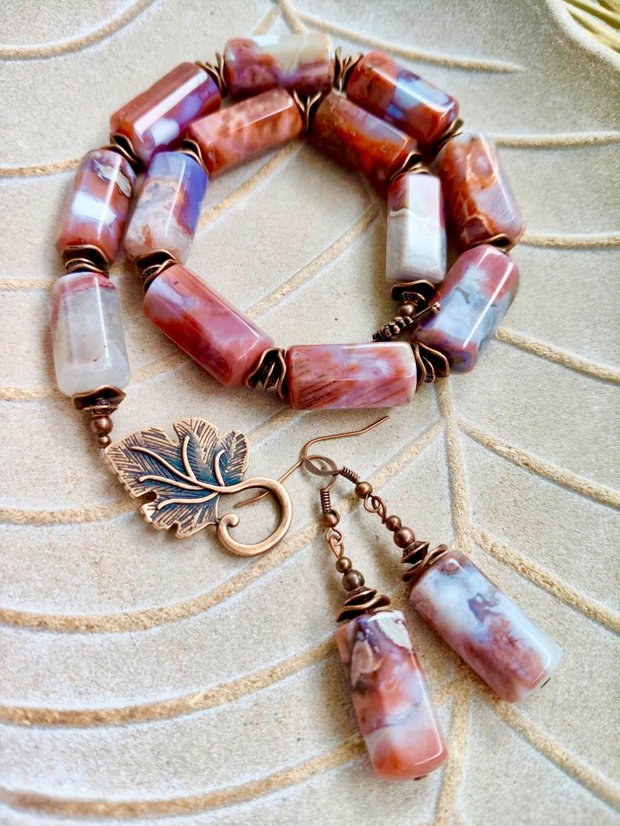 Set Colier și cercei vintage Mystic calcedonie