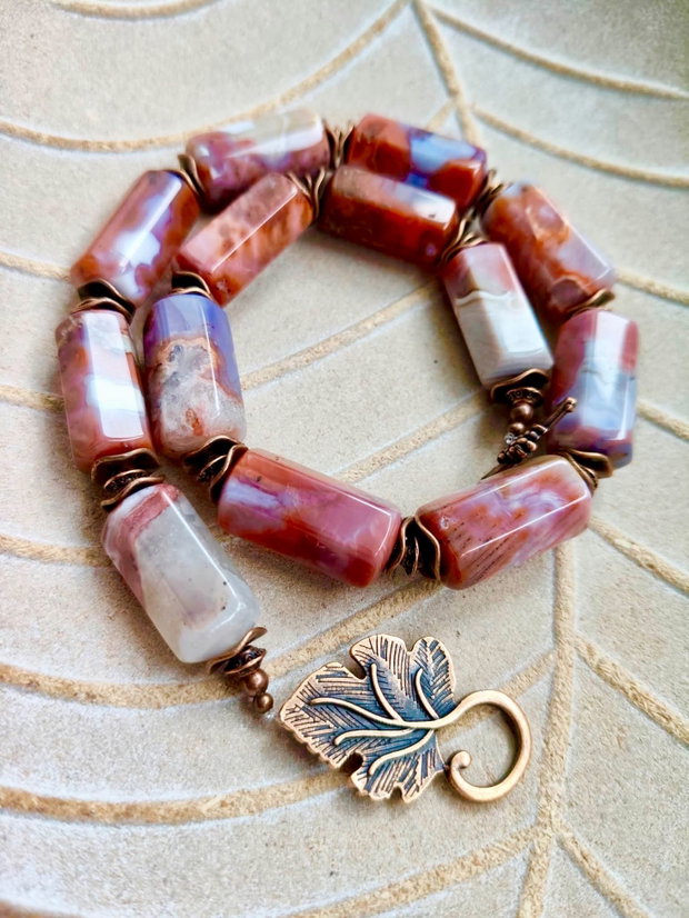 Set Colier și cercei vintage Mystic calcedonie