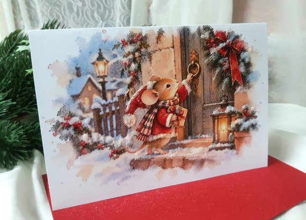 Felicitare de Crăciun cu detalii decorative realizate manual