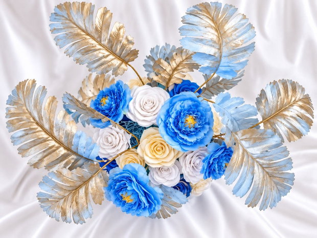 Eleganță în nuanțe delicate Aranjament floral handmade din satin