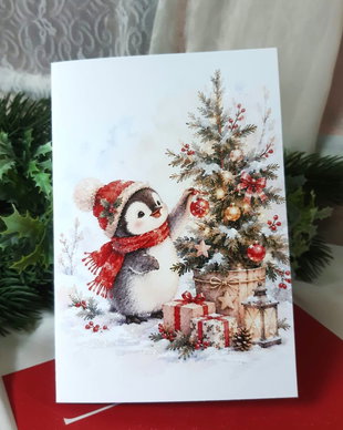 Felicitare de Crăciun cu detalii decorative realizate manual