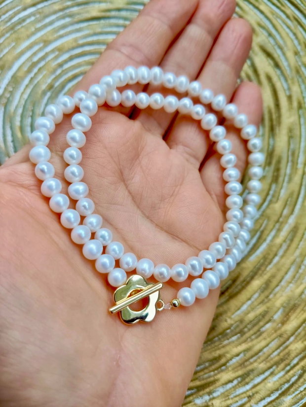 Colier CHOKER perle de cultura albe calitate A plus