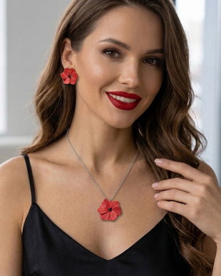 Set floral, compus din colier si cercei