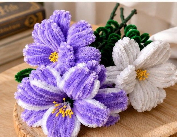 Flori handmade din sârmă plușată flori decorative lucrate manual