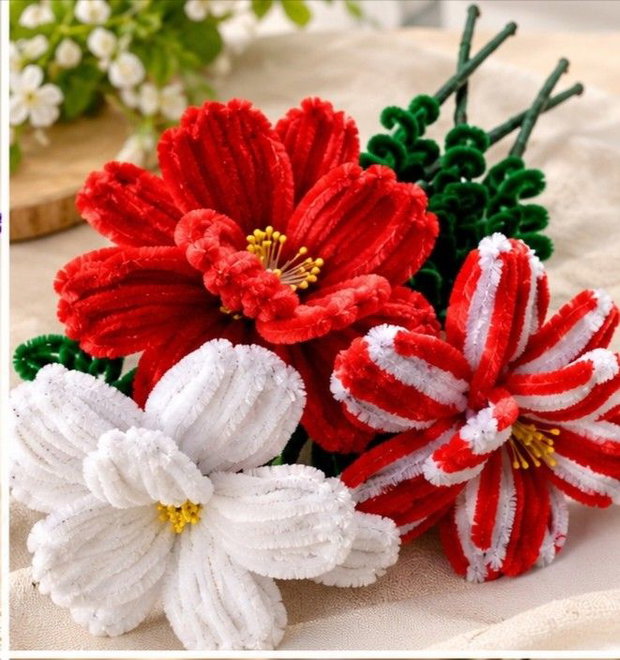 Flori handmade din sârmă plușată flori decorative lucrate manual