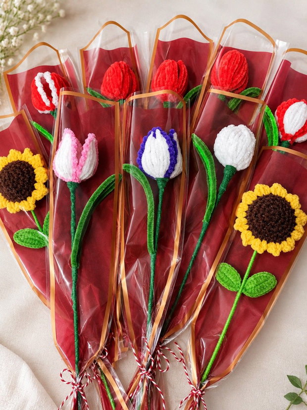 Flori handmade din sârmă plușată flori decorative lucrate manual