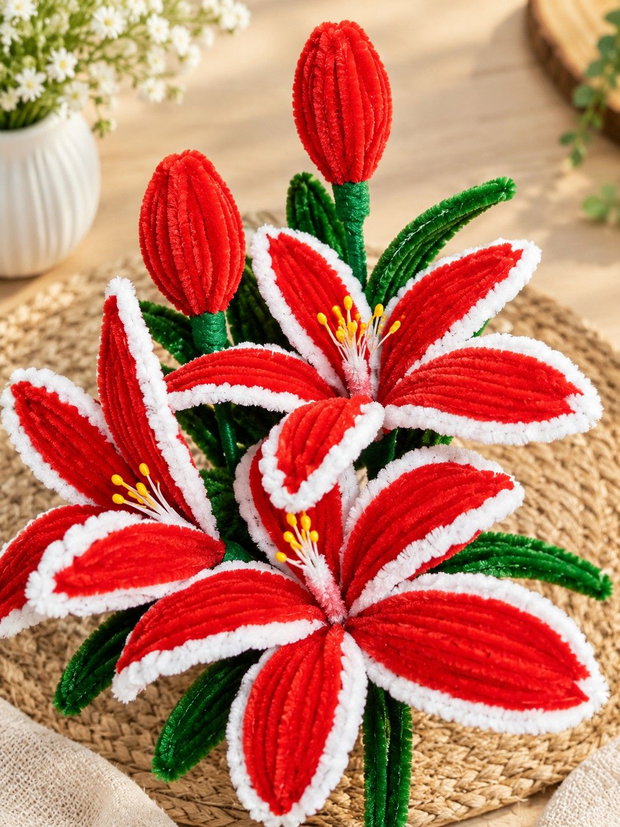 Flori handmade din sârmă plușată flori decorative lucrate manual