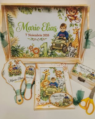 Set personalizat pentru taierea motului / tema Safari, Jungla cu poza