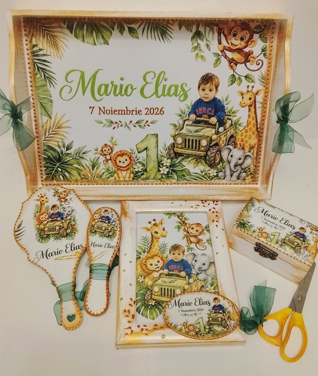 Set personalizat pentru taierea motului / tema Safari, Jungla cu poza