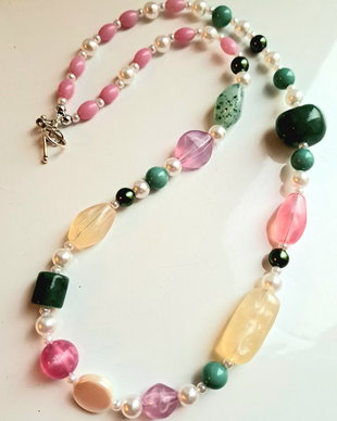 Colier handmade statement asimetric unicat margele perle  Cod1479)