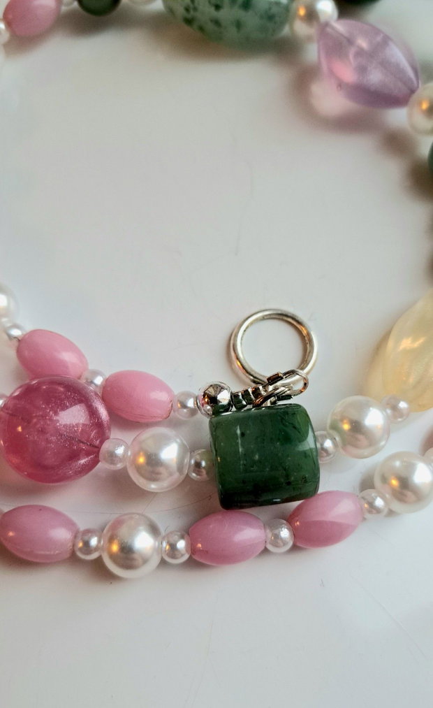 Colier handmade statement asimetric unicat margele perle Cod1479)