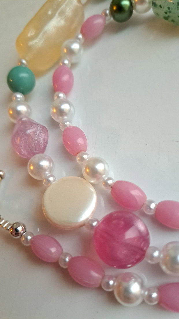 Colier handmade statement asimetric unicat margele perle Cod1479)