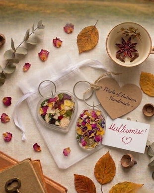 Set 2 brelocuri handmade petale de toamna