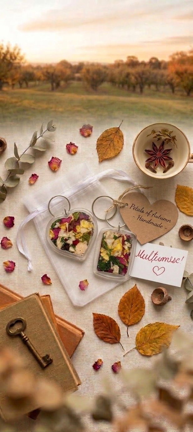 Set 2 brelocuri handmade petale de toamna