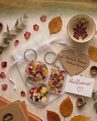 Set 3 brelocuri cu petale de toamna HandMade