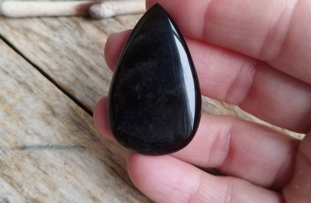 Inel statement obsidian auriu, argint rodiat