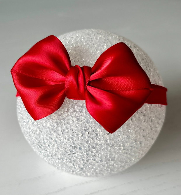 Bentiță elastică handmade pentru fetite cu fundă din satin