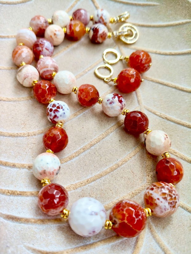 Set Colier și cercei agate crab fire