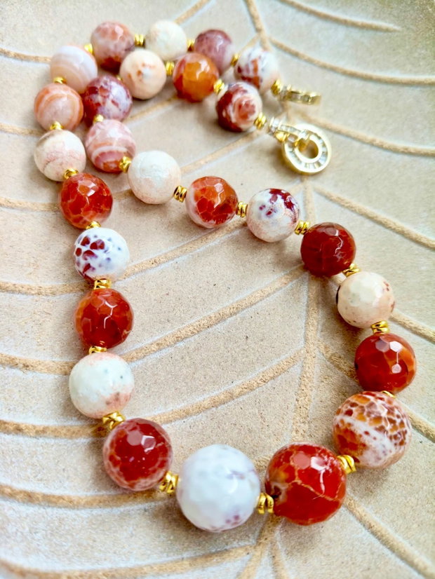 Set Colier și cercei agate crab fire