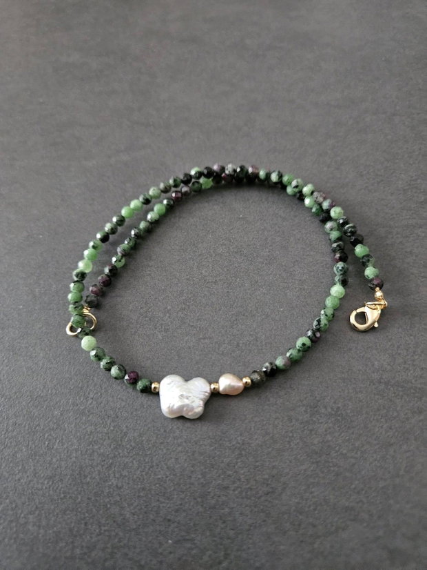 Colier rubin zoisite si perle de cultura CP80