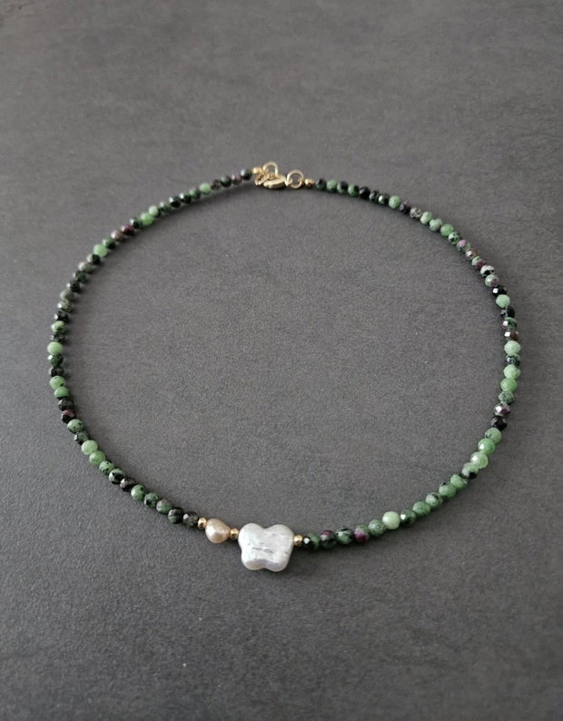 Colier rubin zoisite si perle de cultura CP80