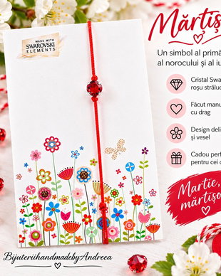 Bratara cu snur rosu si cristal Swarovski rosu 4mm