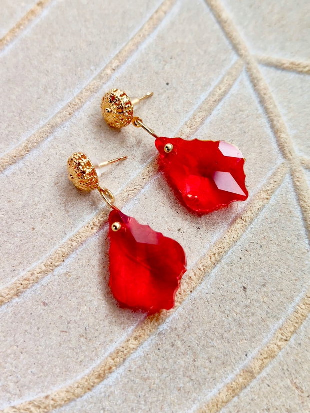 Cercei cristal rosu tip Swarovski