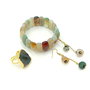 Set unicat cu agate naturale verde salvie si miere, 4718