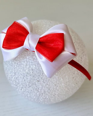 Bentiță handmade cu fundă din satin, pentru fetițe și mămici