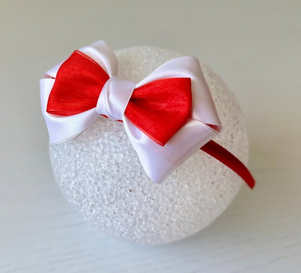 Bentiță handmade cu fundă din satin, pentru fetițe și mămici