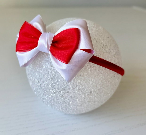 Bentiță handmade cu fundă din satin, pentru fetițe și mămici