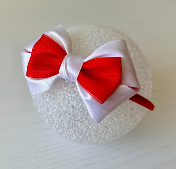 Bentiță handmade cu fundă din satin, pentru fetițe și mămici