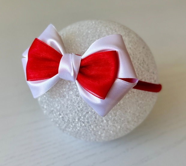 Bentiță handmade cu fundă din satin, pentru fetițe și mămici