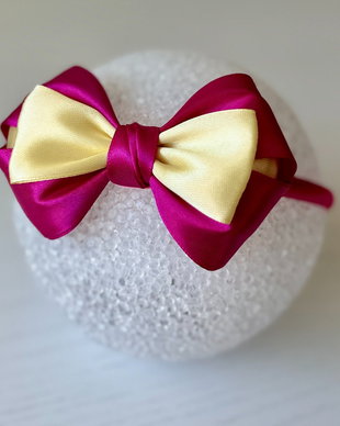 Bentiță handmade cu fundă din satin, pentru fetițe și mămici