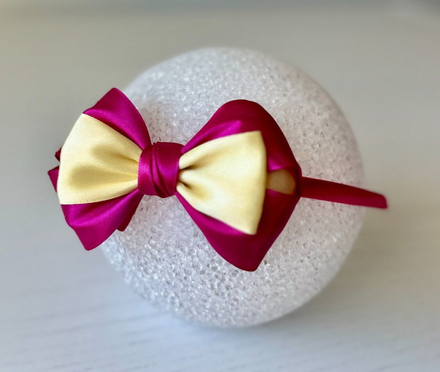 Bentiță handmade cu fundă din satin, pentru fetițe și mămici