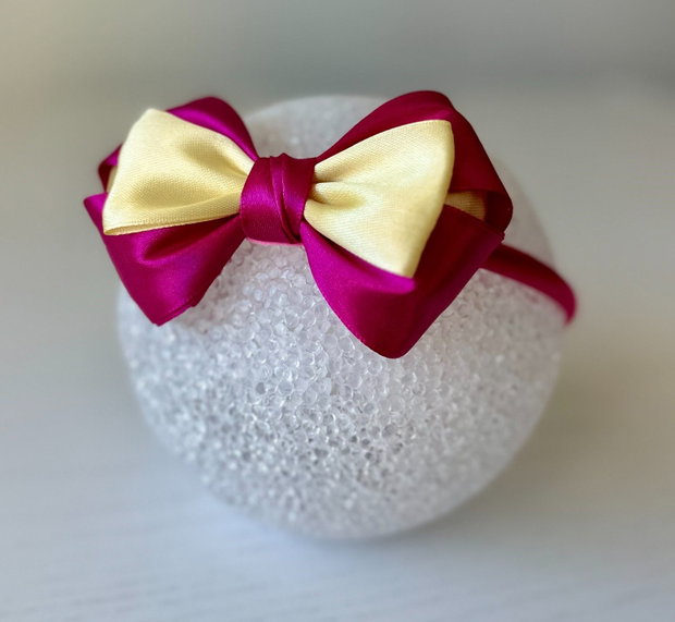 Bentiță handmade cu fundă din satin, pentru fetițe și mămici
