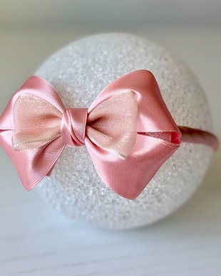Bentiță handmade cu fundă din satin, pentru fetițe și mămici