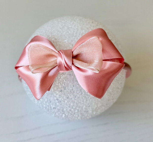 Bentiță handmade cu fundă din satin, pentru fetițe și mămici