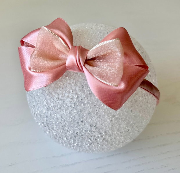 Bentiță handmade cu fundă din satin, pentru fetițe și mămici