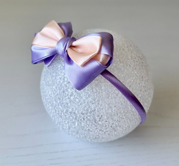 Bentiță handmade cu fundă din satin, pentru fetițe și mămici