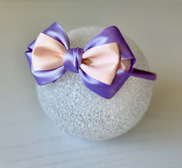 Bentiță handmade cu fundă din satin, pentru fetițe și mămici